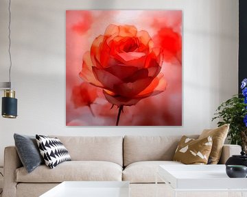 Elegant schilderij van een rode Roos van Studio Pieternel