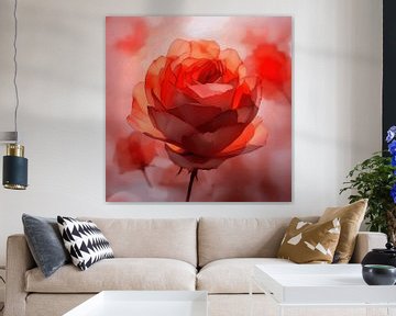 Elegant schilderij van een rode Roos van Studio Pieternel