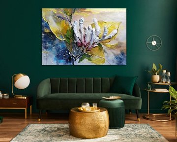 Modern natural painting of honeysuckle by Studio Pieternel
