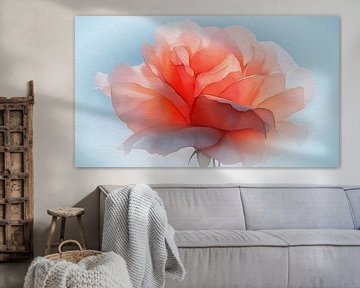 Romantisch schilderij van een Rode Roos van Studio Pieternel