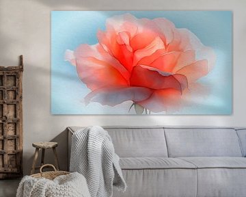 Romantisch schilderij van een Rode Roos van Studio Pieternel