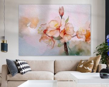 Sereen aquarel schilderij van appelbloesemtak van Studio Pieternel