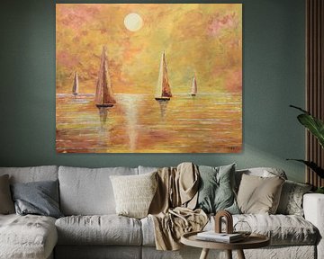 4 Sailing boats at sunset