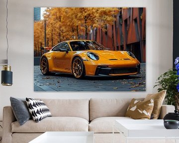 Porsche 911 orange in the city van Bianca Bakkenist