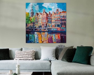 Amsterdam in Levendige Pop-Art van Thea