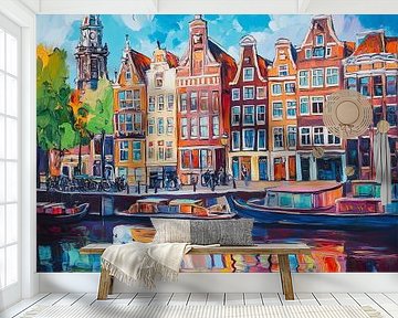 Amsterdam in Levendige Pop-Art van Thea