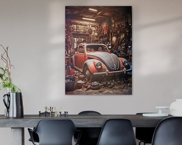 VW Kever roest in chaotische werkplaats van gm_designs