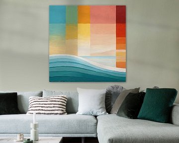 Abstrakter Strand Sonnenuntergang - Buntes modernes Kunstwerk