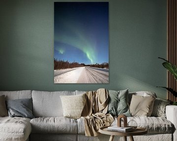 Dans van het noorderlicht boven Norrbotten - Magische winternacht in Lapland van Fototante