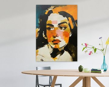 Woman Orange | Abstract Portrait Orange Shades by Wonderful Art