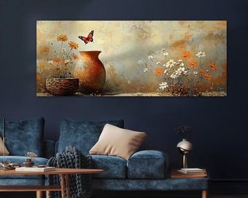 Modern Bloemen Schilderij | Flutter's Echo van Kunst Kriebels