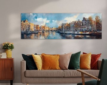 Amsterdam in Reflectie: Een Kleurrijk Kunstwerk van Thea