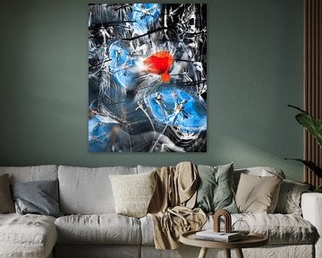 Abstractie van ijs en klaproos van Peter Venema
