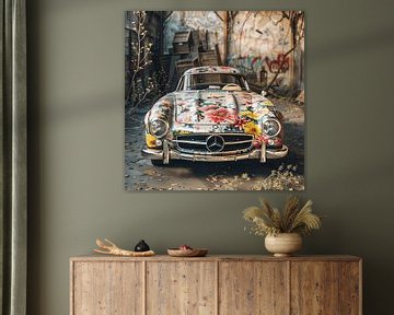 Mercedes Benz Hippie Sixtees bloemenschilderij van gm_designs