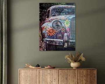 Mercedes Benz Hippie Sixtees bloemenschilderij van gm_designs