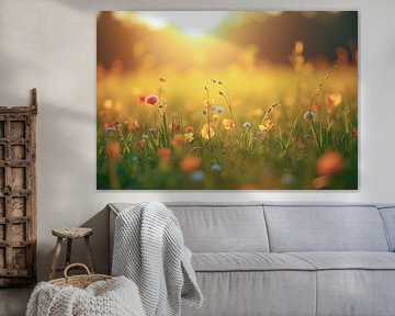 Field of flowers at sunset