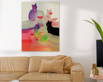 Chats mystiques &amp ; esprits - Vibrant Abstract Anime Art sur Ramy Salah Hefny