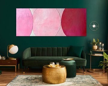 Roze Rood | Abstract Roze en Rood Ovaal van Modern Collection