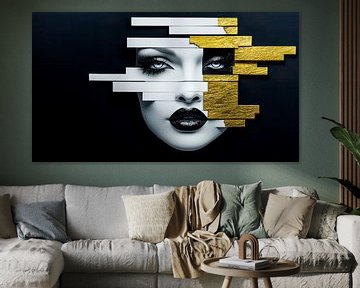 Fragmented illusion - golden deconstruction by Klaus Tesching - Art-AI