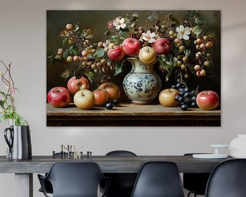 nature morte pittoresque avec fleurs et fruits sur Egon Zitter