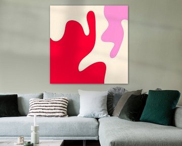 Abstracte moderne vormen rood, roze en crème