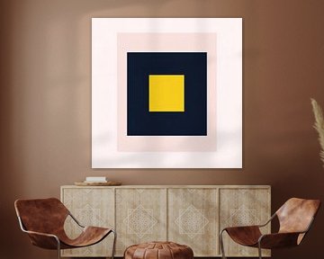 Minimalistische Harmonie: Blauwe Abstractie met Geometrie van Thea