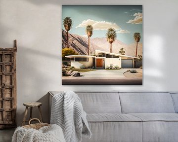 Mid-Century Architectuur Kunst – Luxe Print van Woestijn Bunga