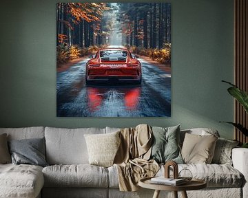 Porsche 911 in bewaldetem Gebiet von Bianca Bakkenist