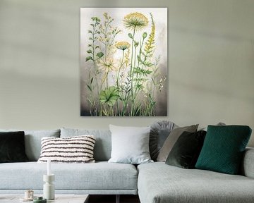 Botanische Illustration: Flötenkraut und Gräser von Studio Pieternel