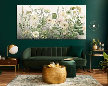 Botanische Illustration: Wildblumen und Gräser am Straßenrand von Studio Pieternel
