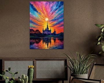 Schwerin Castle with Colorful Sky by MIROKKU