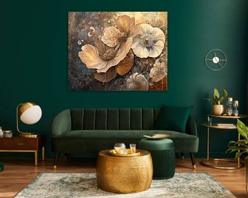 Blumen | Detaillierte goldene Flora von ARTEO Gemälde