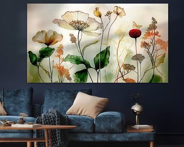 Botanische Illustration: Zerbrechliches und verträumtes Blumenfeld von Studio Pieternel