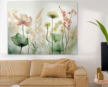 Botanische Illustration:  Wildblumen im Gras von Studio Pieternel