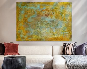 Abstract schilderij, Egypte, aardetinten, goud 