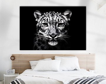 Portrait de léopard en noir et blanc sur Art & Soul Creations