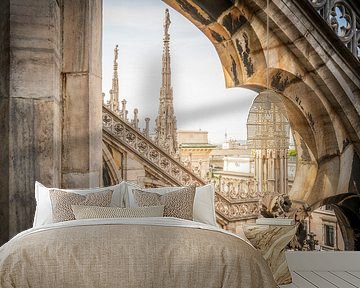 Vanaf de Hoogten van de Dom: Een Uitzicht op de Gotische Pracht van Milaan