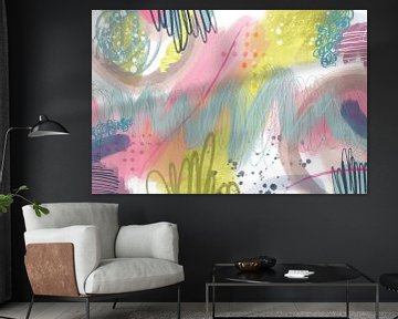 Happy Pastelly II, mixed-media abstract van De Schildertuin