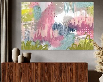 Happy Pastelly I, mixed-media abstract van De Schildertuin