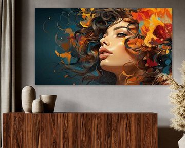 Panorama abstrakte Porträt Malerei eine jungen Frau im Bodypainting Kunst Design