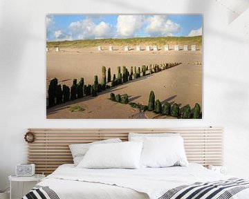 Holzbuhne mit Strandkörben bei Rantum auf Sylt