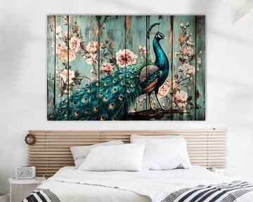 Elegant peacock and floral art