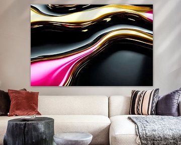 Golden pink abstract wavy lines