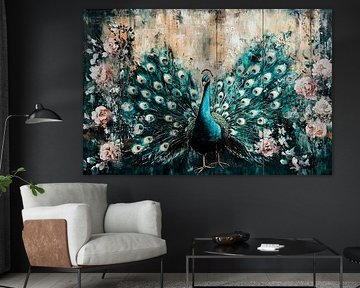 Peacock with colourful feathers
