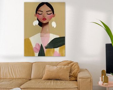 Kleurrijk modern portret van Carla Van Iersel