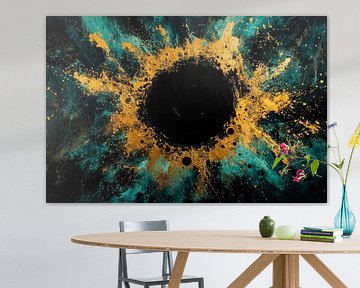 Explosion d'art abstrait noir et or