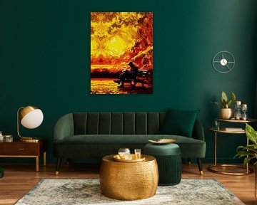 Verloren in gedachten - Surrealistische zonsondergang Reflectie van Ramy Salah Hefny