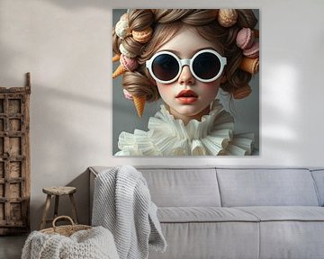 A portrait of a girl dutch ice creams old masters. by J.a Dijkstra