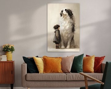 De Imposante Hond en een Kleine Krullenbol van Karina Brouwer