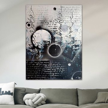 Abstract Circles Letters Black Blue White